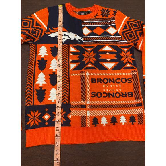 NFL Team Apparel Denver Broncos Ugly Christmas Sweater Men's Small Winter Fall - Picture 8 of 8